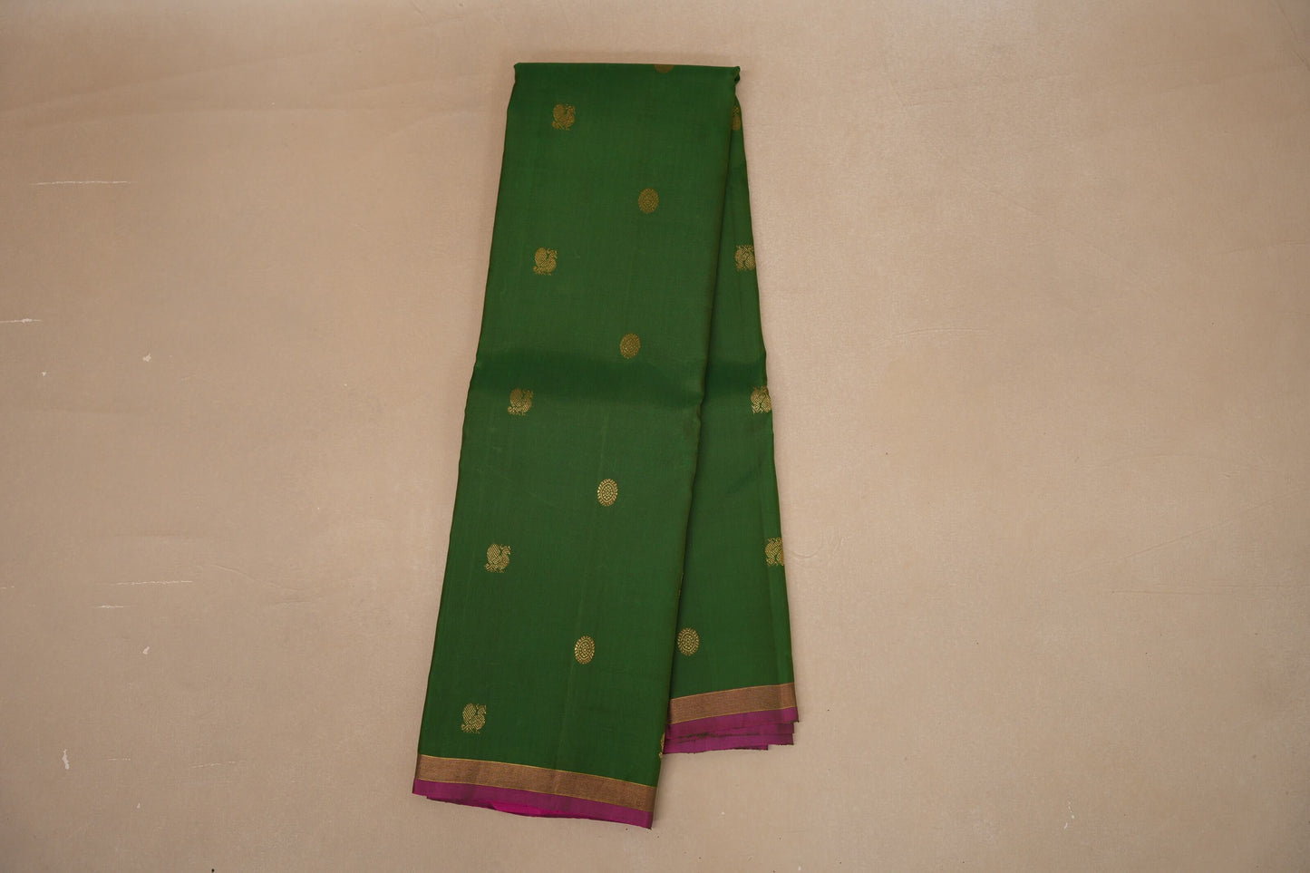 Bright Leaf Green with magenta border Vintage Kanjivaram Silk Saree SS8690