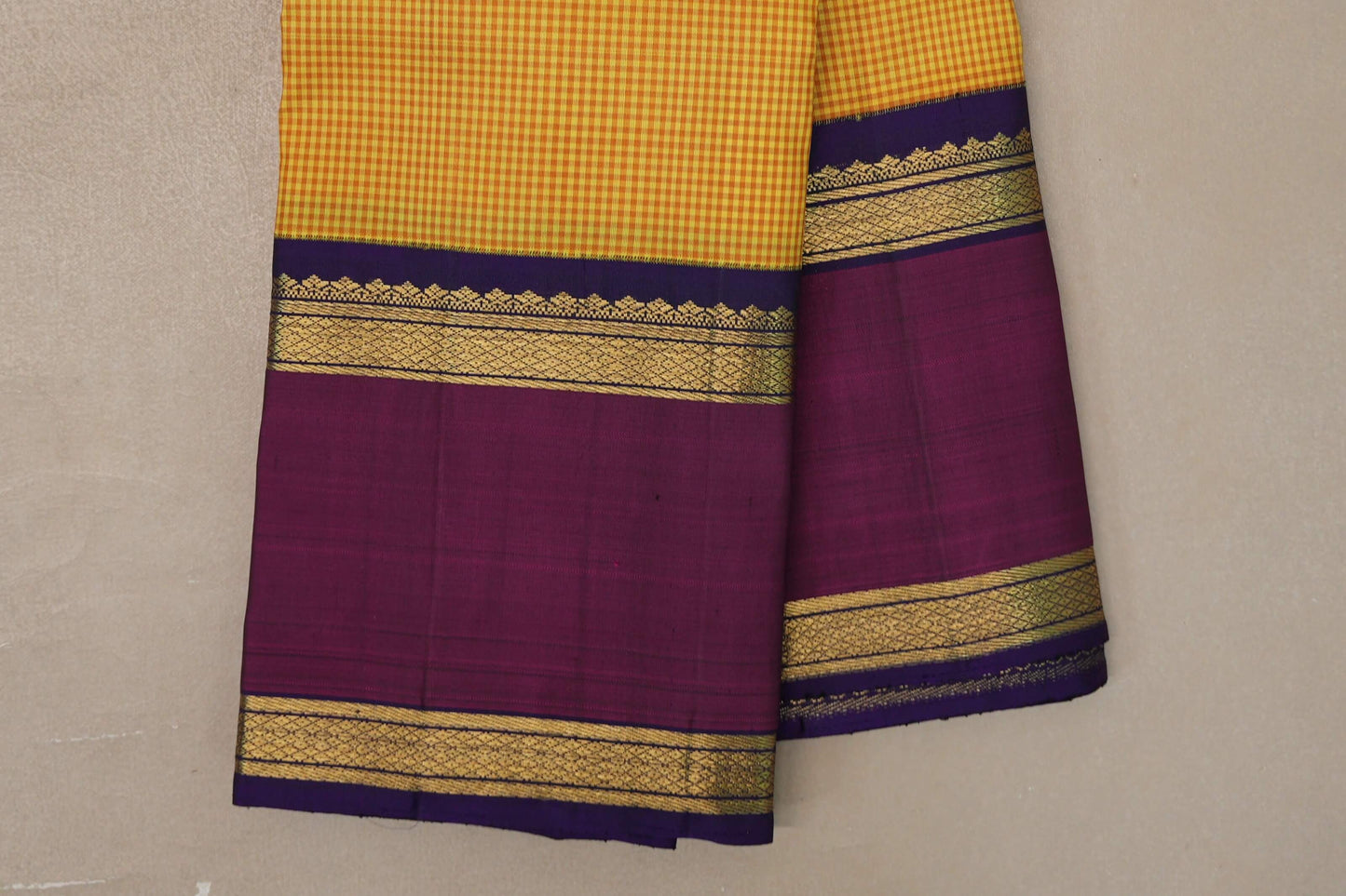 Yellow Vintage Kanjivaram Silk Saree border