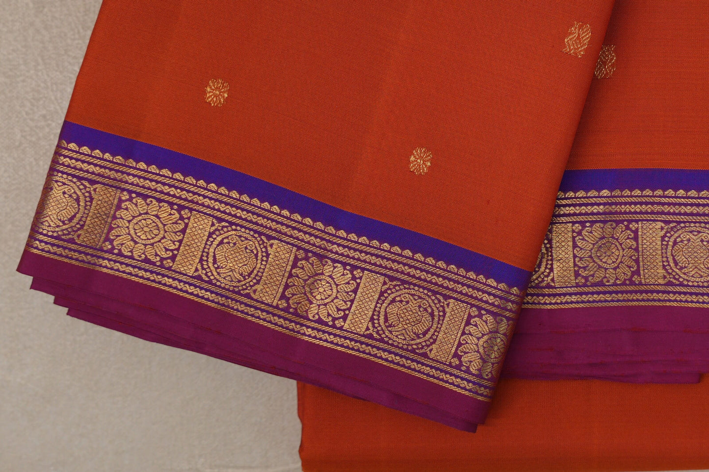 Rust Orange Vintage Kanjivaram Silk Saree border
