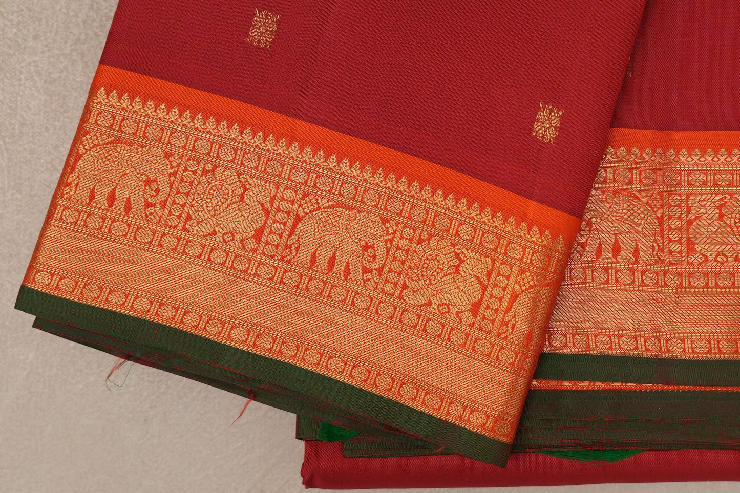 Dark Red Vintage Kanjivaram Silk Saree border