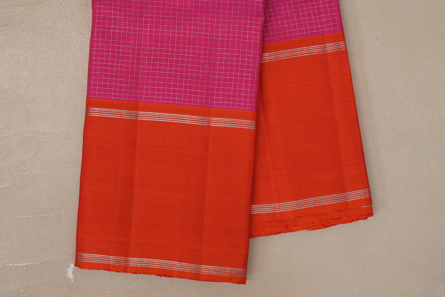 Magenta Zari Checks Vintage Kanjivaram Silk Saree border