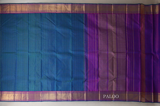 Peacock Blue Kanjivaram Silk Saree paloo