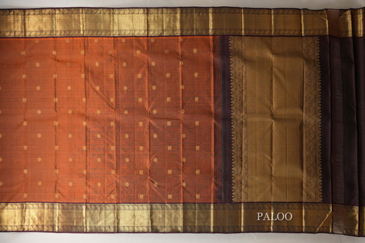 Copper Brown Vintage Kanjivaram Silk Saree paloo