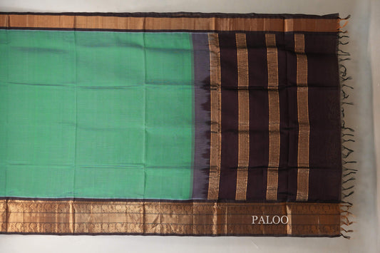 Medium Green Silk Cotton Saree paloo