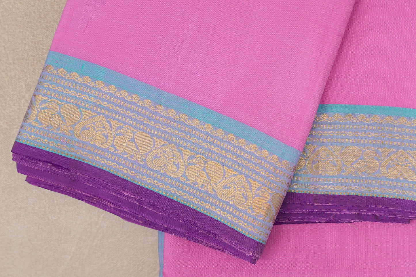 Lotus Pink Vintage Kanjivaram Silk Saree border