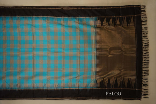 Multicolour checks Lightweight Kanjivaram Saree paloo