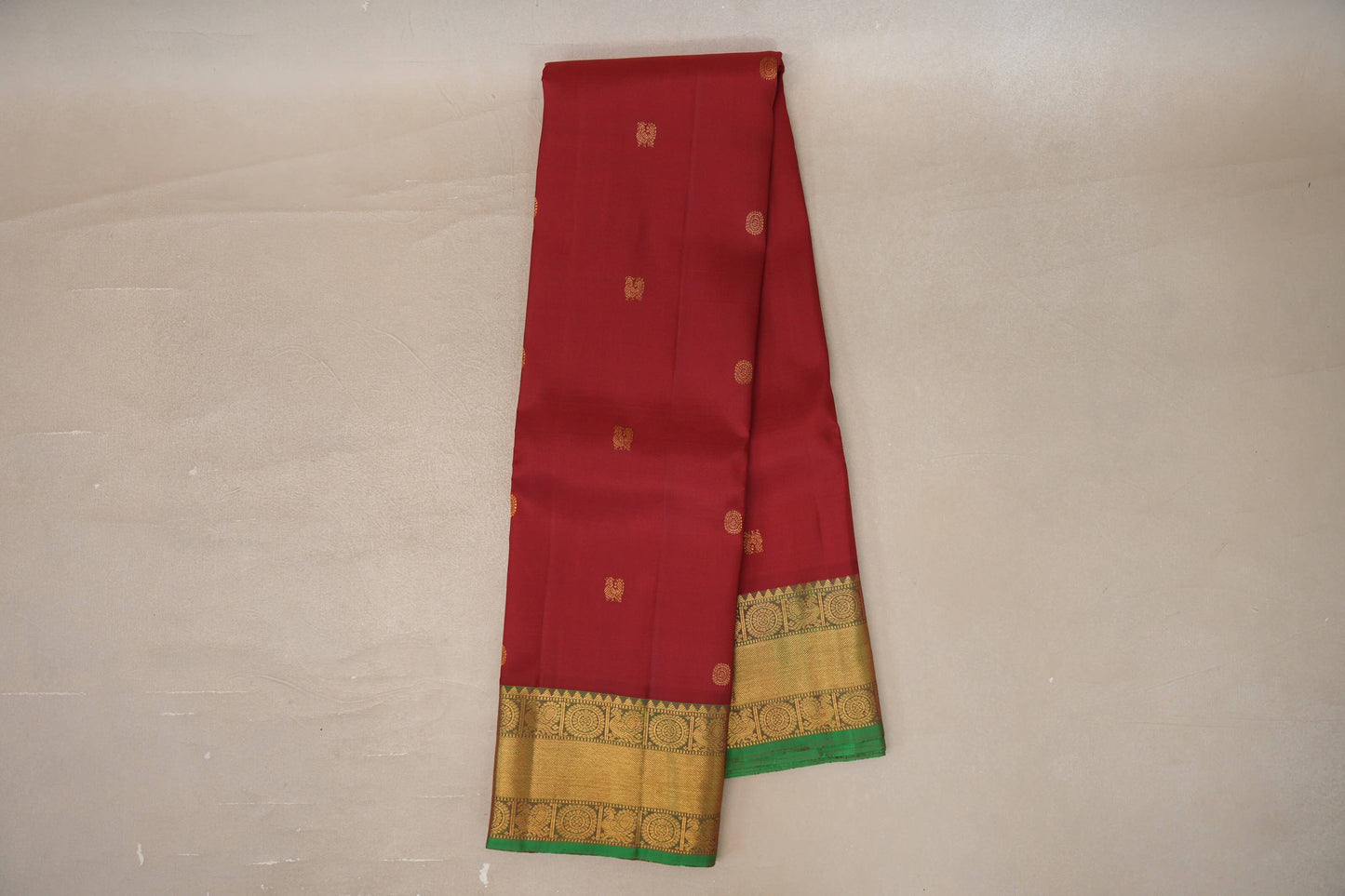 Reddish Maroon with forest green Borders Vintage Kanjivaram Silk Saree SS9912