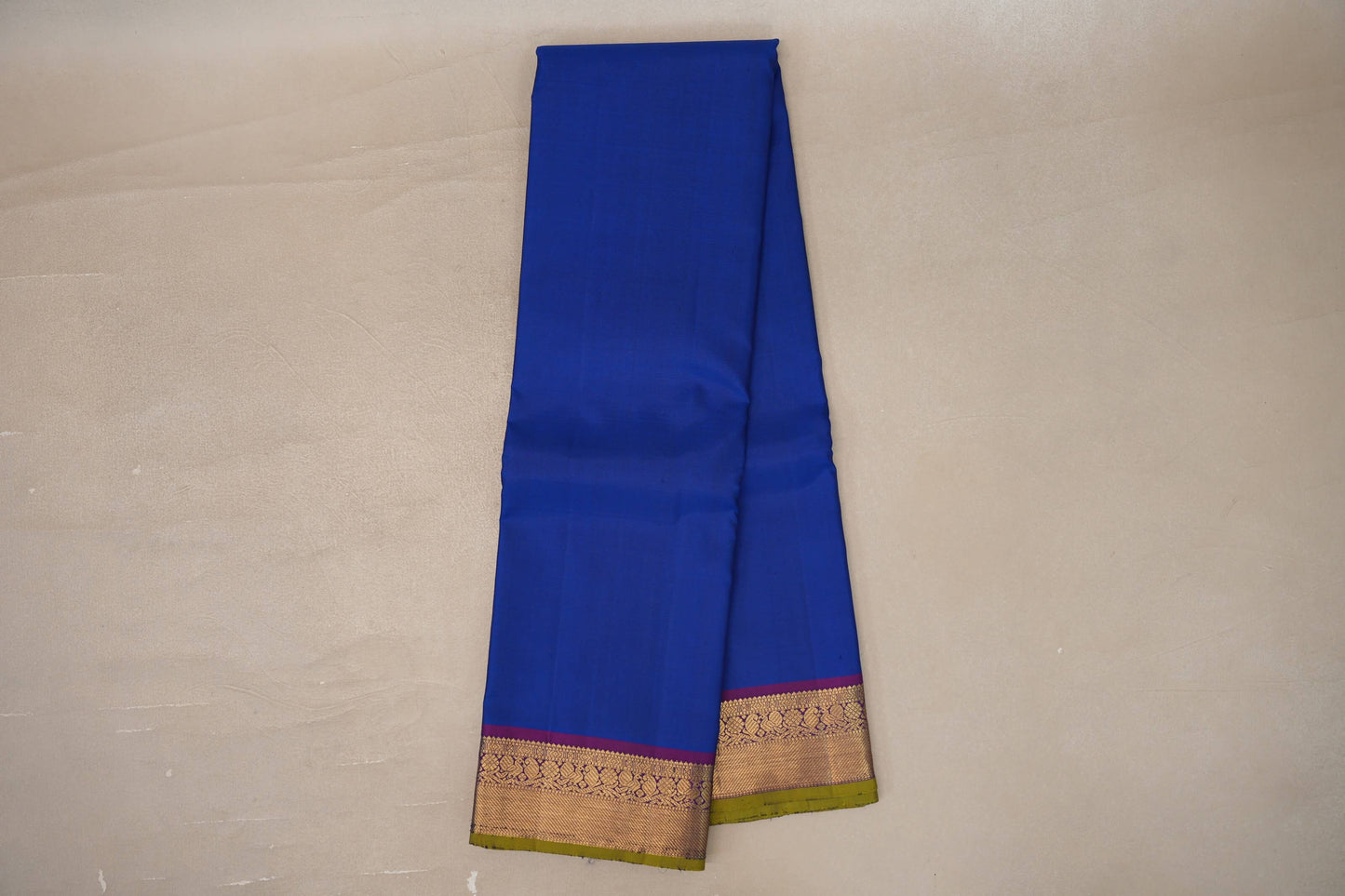 Deep classic blue with Deep Purple borders Vintage Kanjivaram Silk Saree