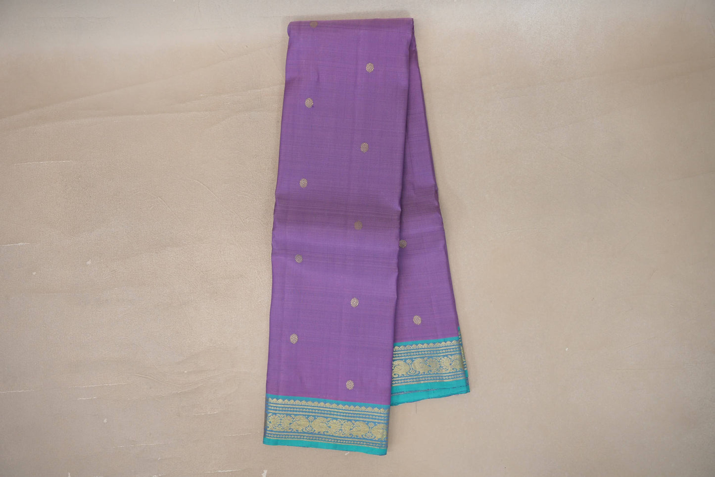 Lavender blue with Turquoise Blue borders Vintage Kanjivaram Silk Saree