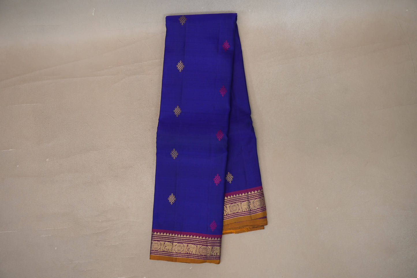Deep blue with Deep magenta borders Vintage Kanjivaram Silk Saree SS9924