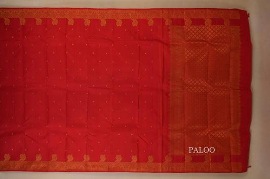 Red Kanjivaram Silk Saree paloo