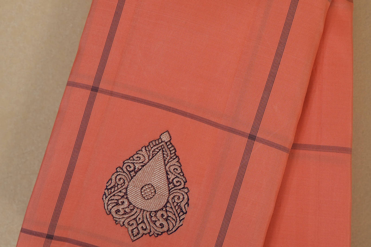 Peach Pink Kanjivaram Silk Saree body