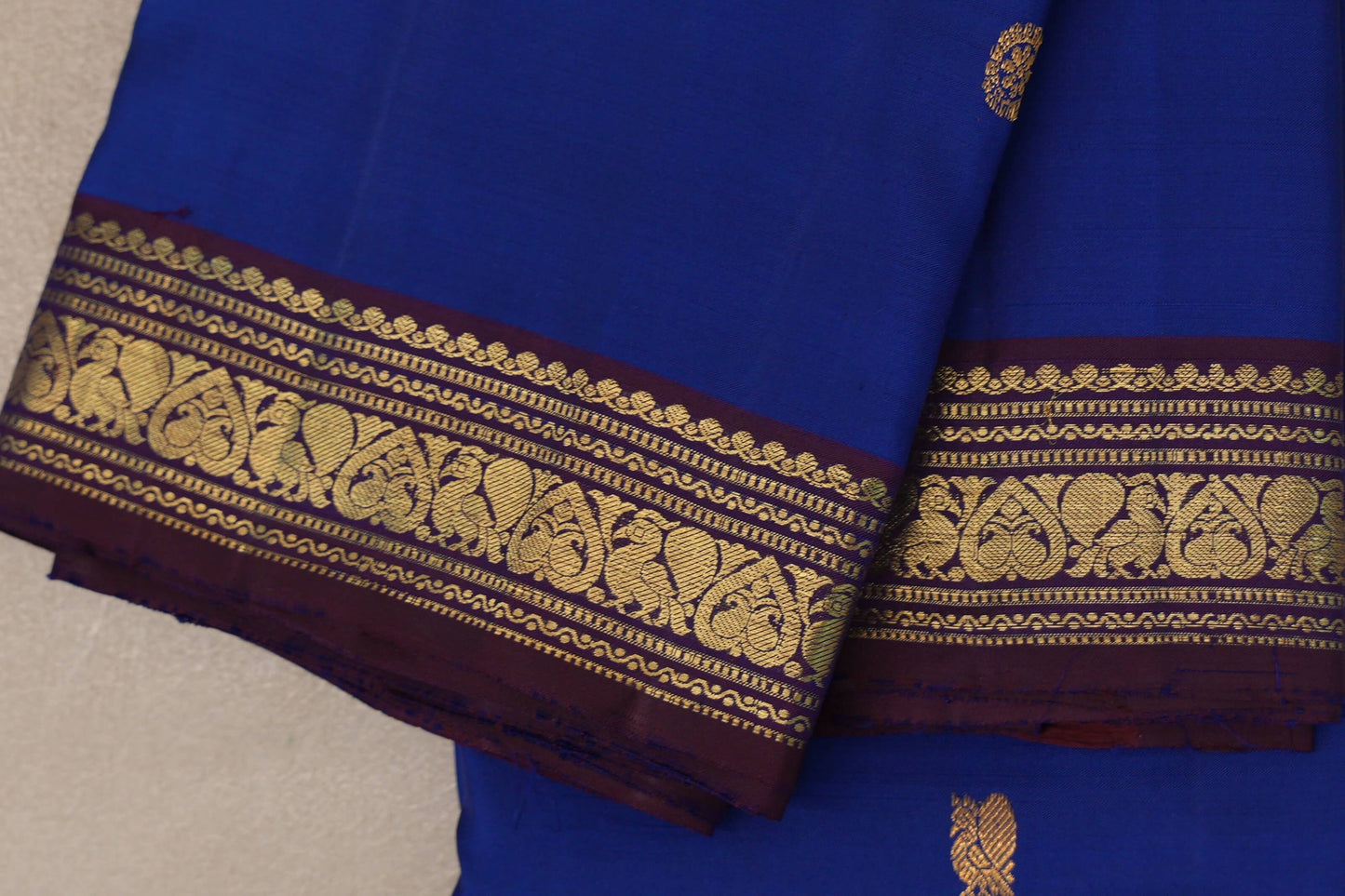 Deep Blue Vintage Kanjivaram Silk Saree border