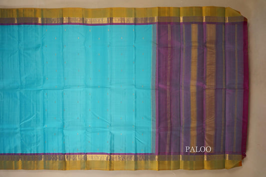 Sky Blue Lightweight Kanjivaram Silk Saree paloo