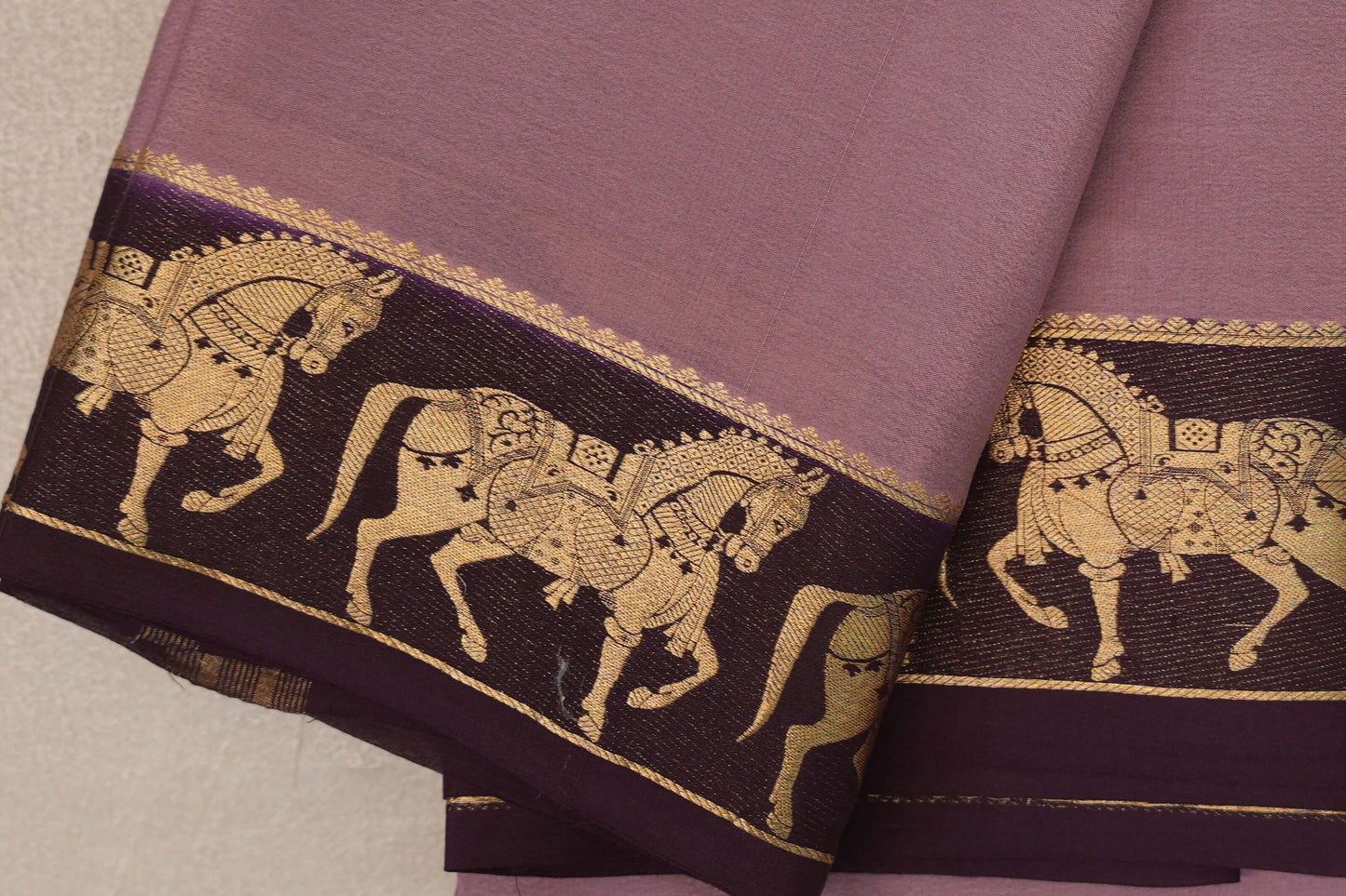 Dusty Mauve Mysore Silk Saree border