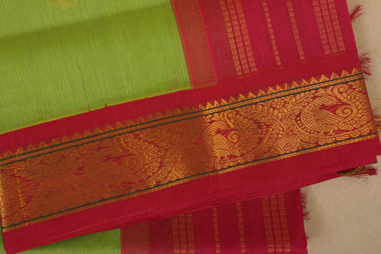 Pista Green Silk Cotton Saree border