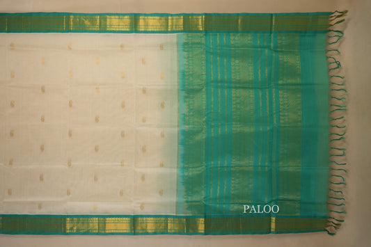 Off White Silk Cotton Saree paloo