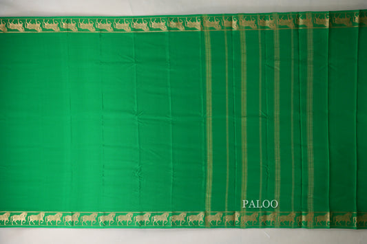 Parrot Green Mysore Silk Saree paloo