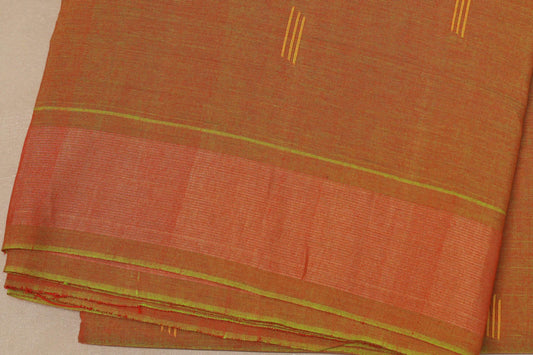Dual Tone Red and parrot Green Paithani Cotton Saree by Shreenivas Silks border