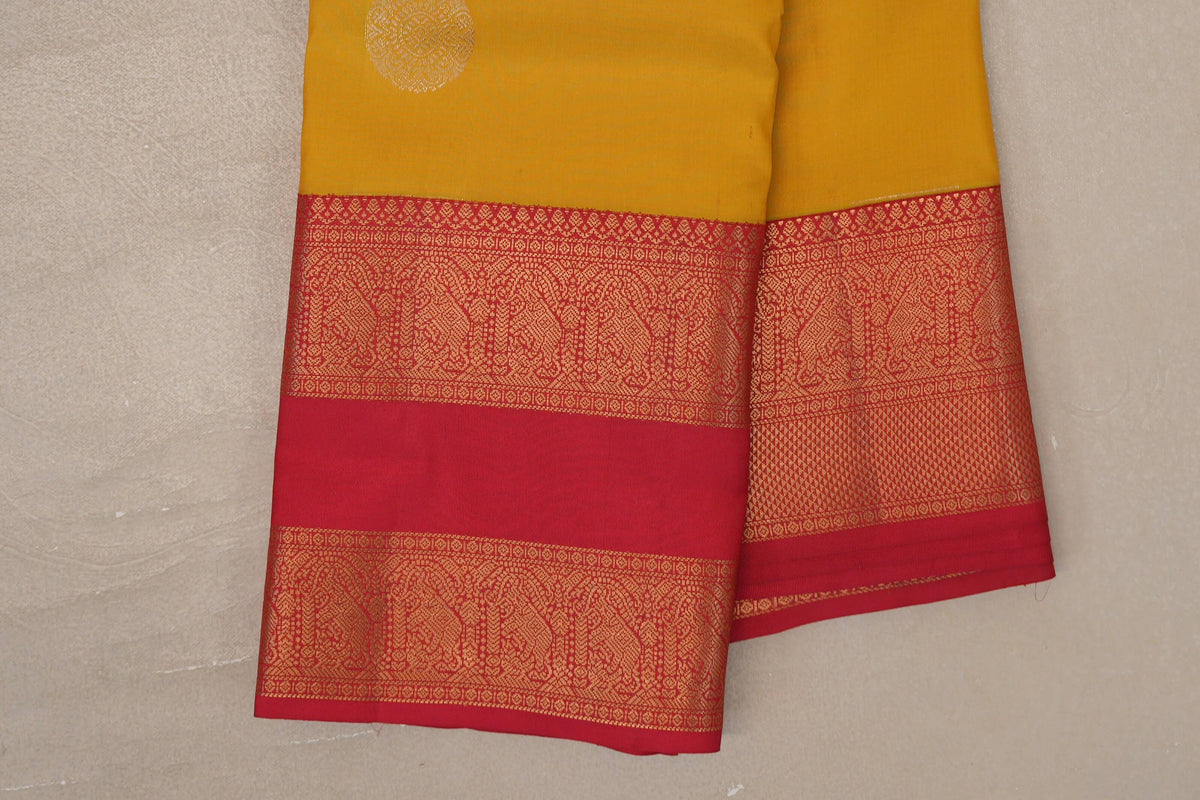 Lemon Yellow Soft Silk Saree border
