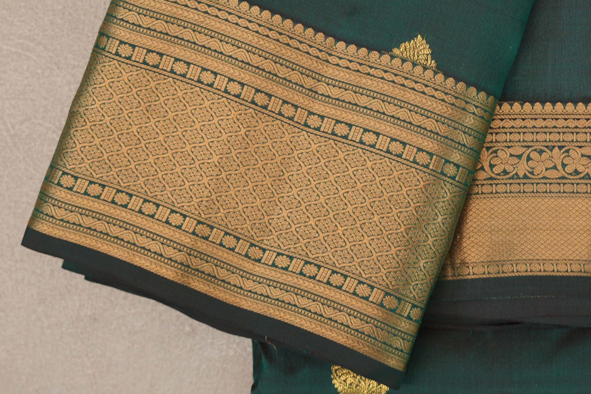Dual Tone of Maroon and Dark Green Soft Silk Saree border
