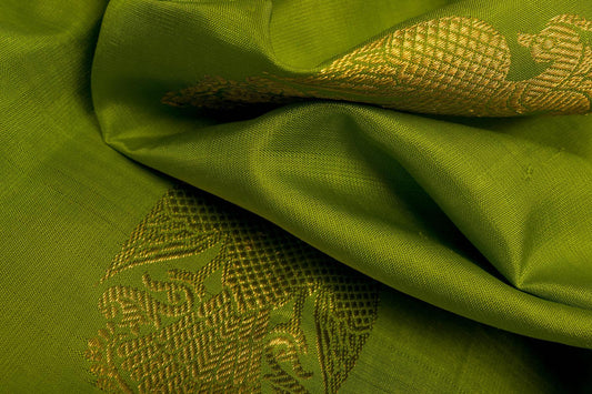 Parrot green Borderless Kanjivaram Silk Saree SS5700