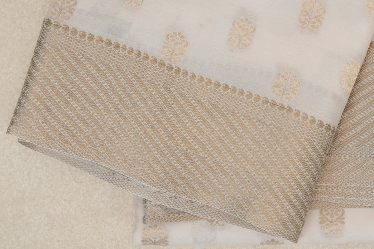 Cream Beige Mysore Silk Saree border