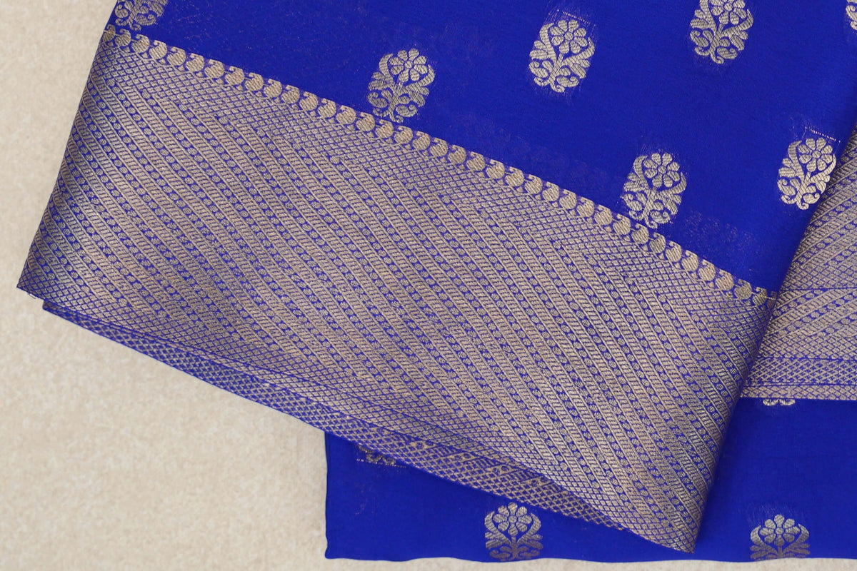 Deep Royal Blue Mysore Silk Saree border