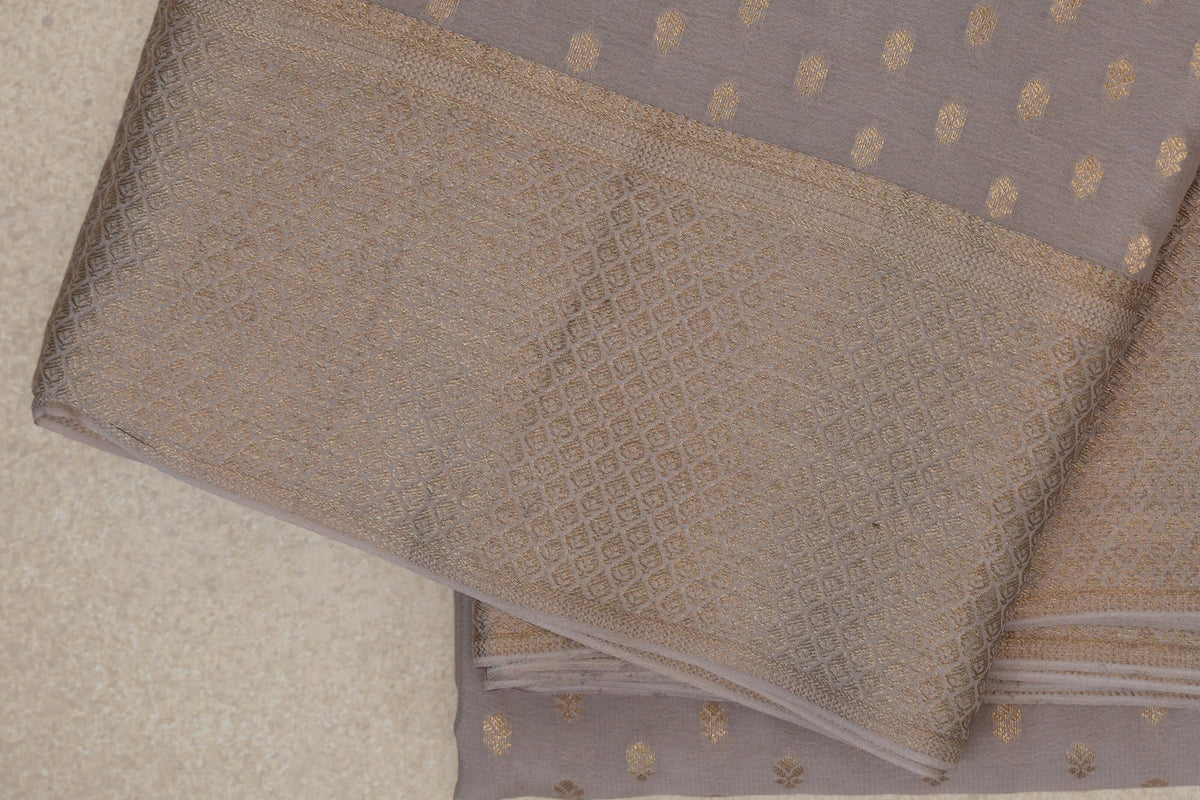 Dark Beige Mysore Silk Saree border