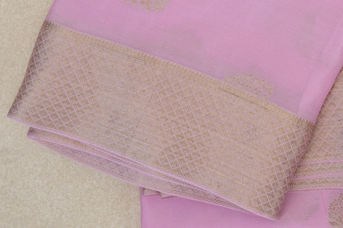 Baby Pink Mysore Silk Saree border