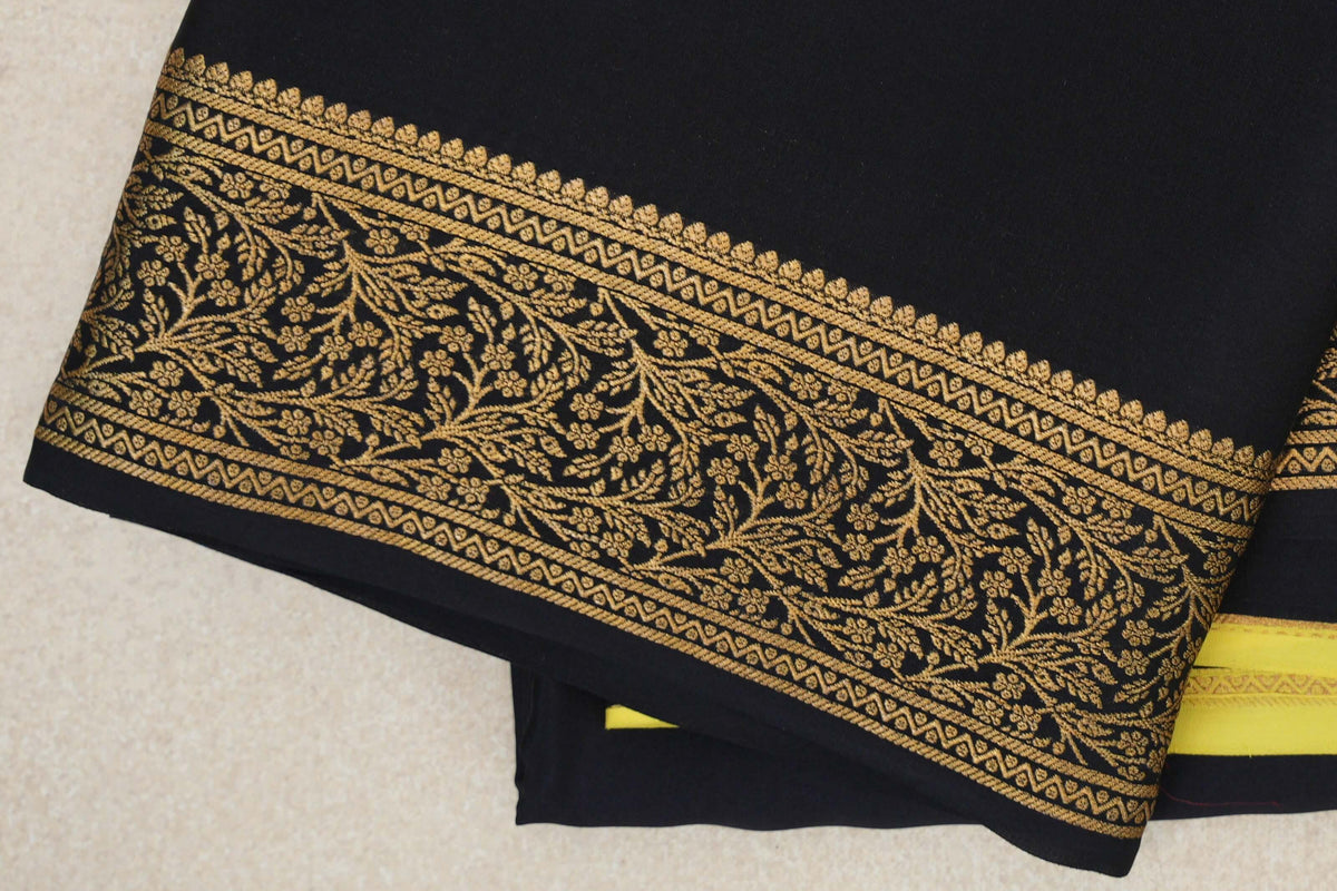Jet Black Mysore Silk Saree border