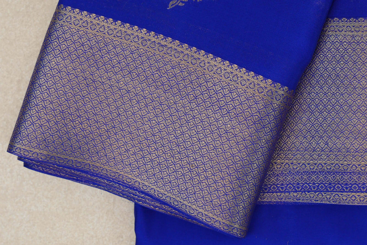 Bright Royal Blue Mysore Silk Saree border