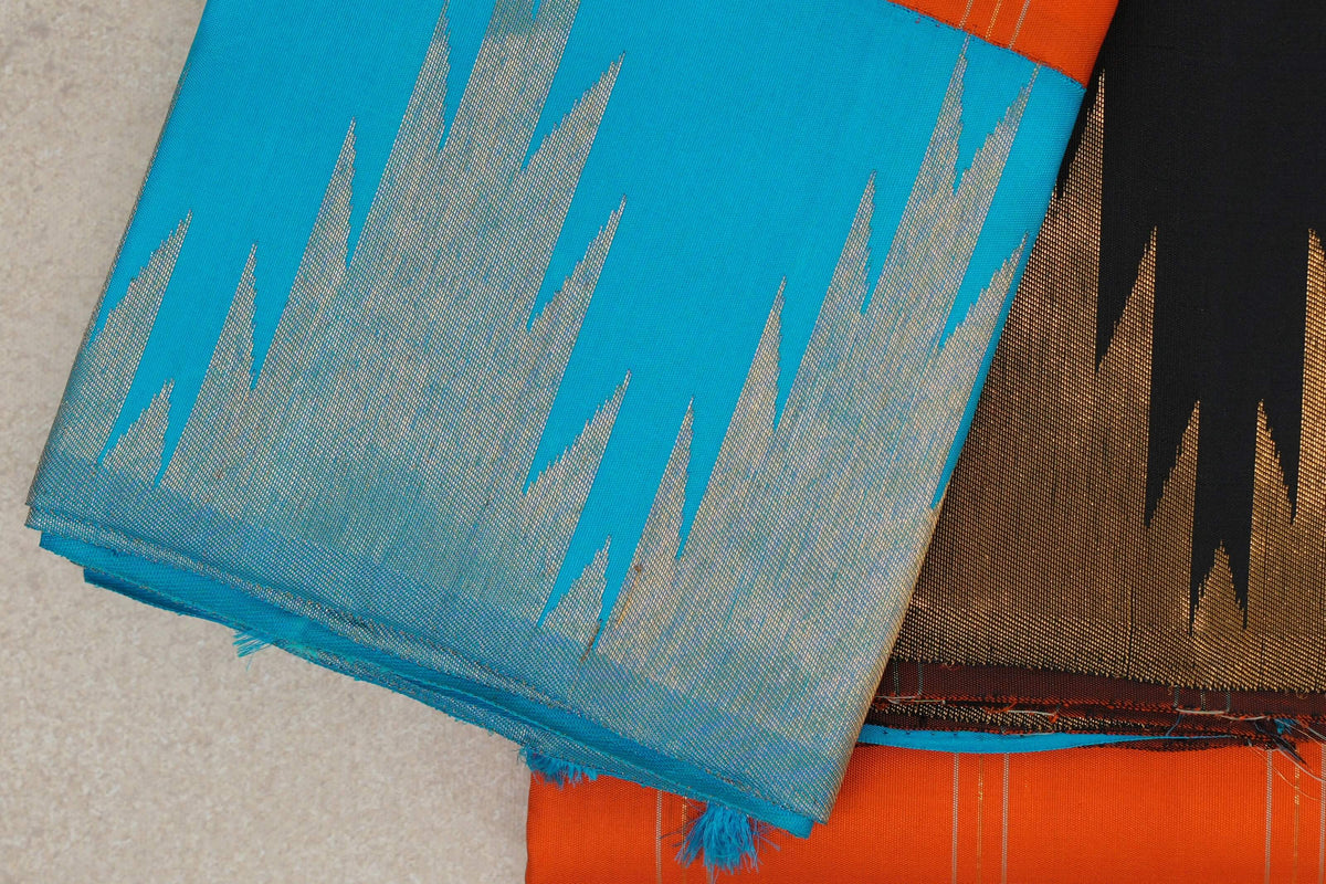 Bright Orange Vintage Kanjivaram Silk Saree border