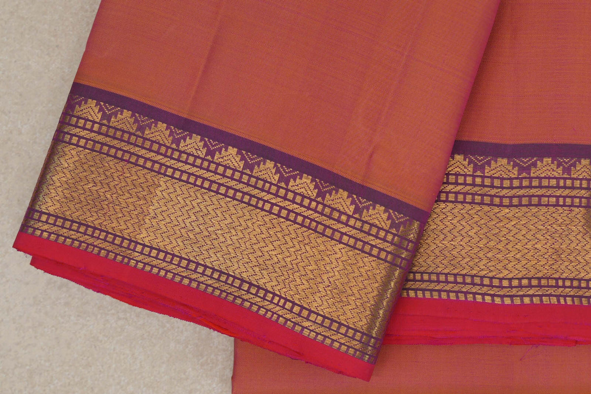 Dual Tone of Yellow and Pink Vintage Kanjivaram Silk Saree border