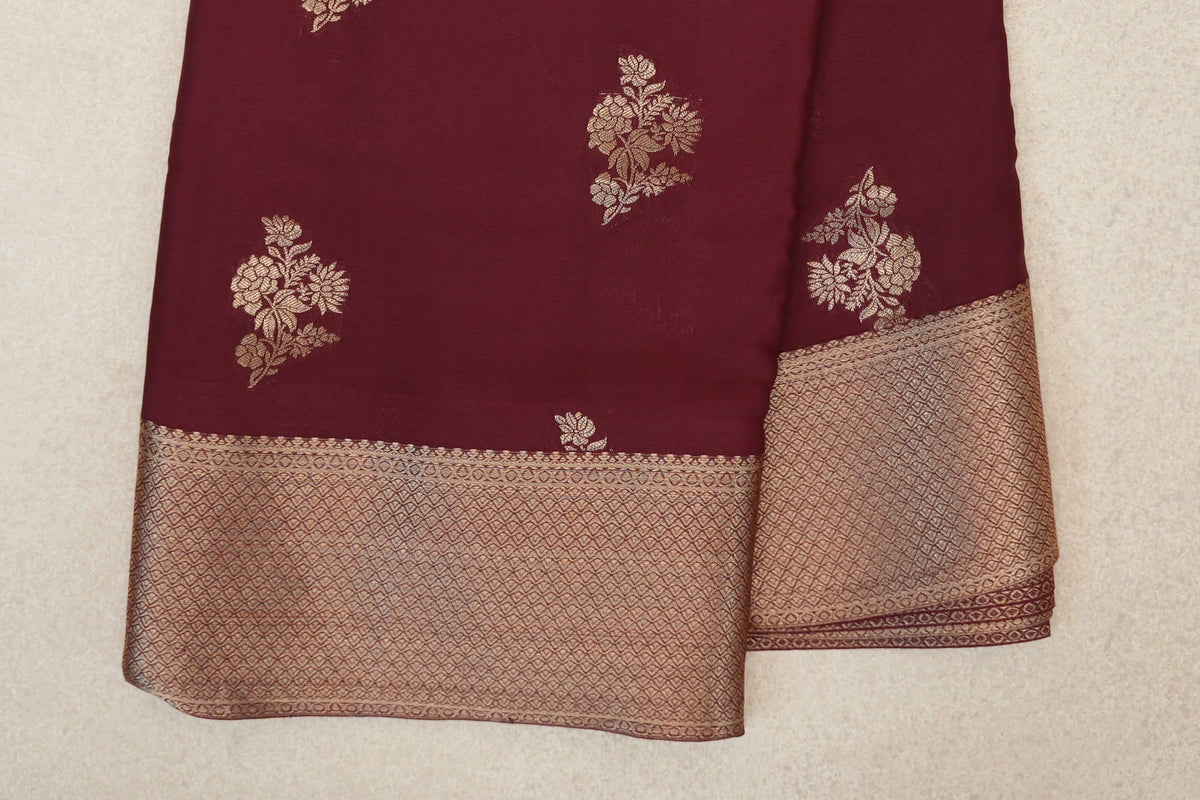 Deep Wine Maroon Mysore Silk Saree border