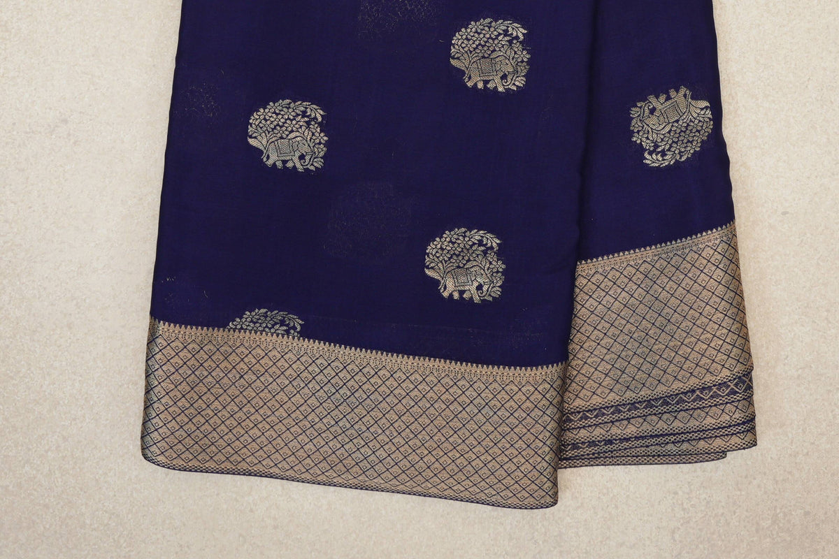 Deep Blue Mysore Silk Saree border
