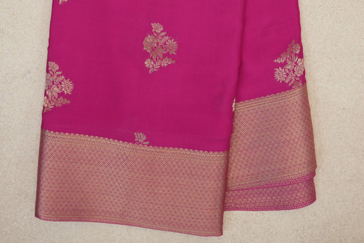 Bright Magenta Pink Mysore Silk Saree border