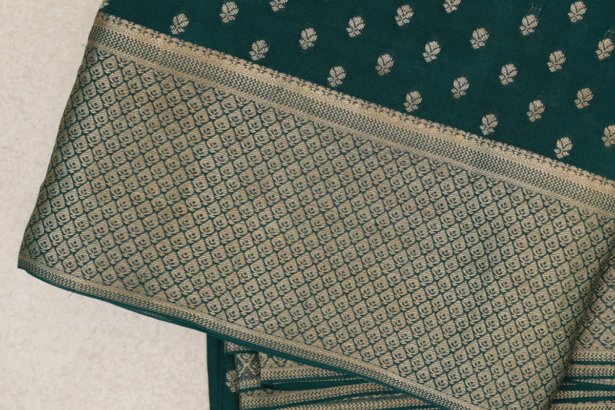 Deep Bottle Green Mysore Silk Saree border