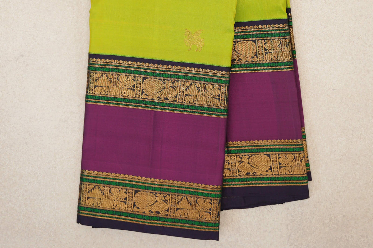 Parrot Green Vintage Kanjivaram Silk Saree border
