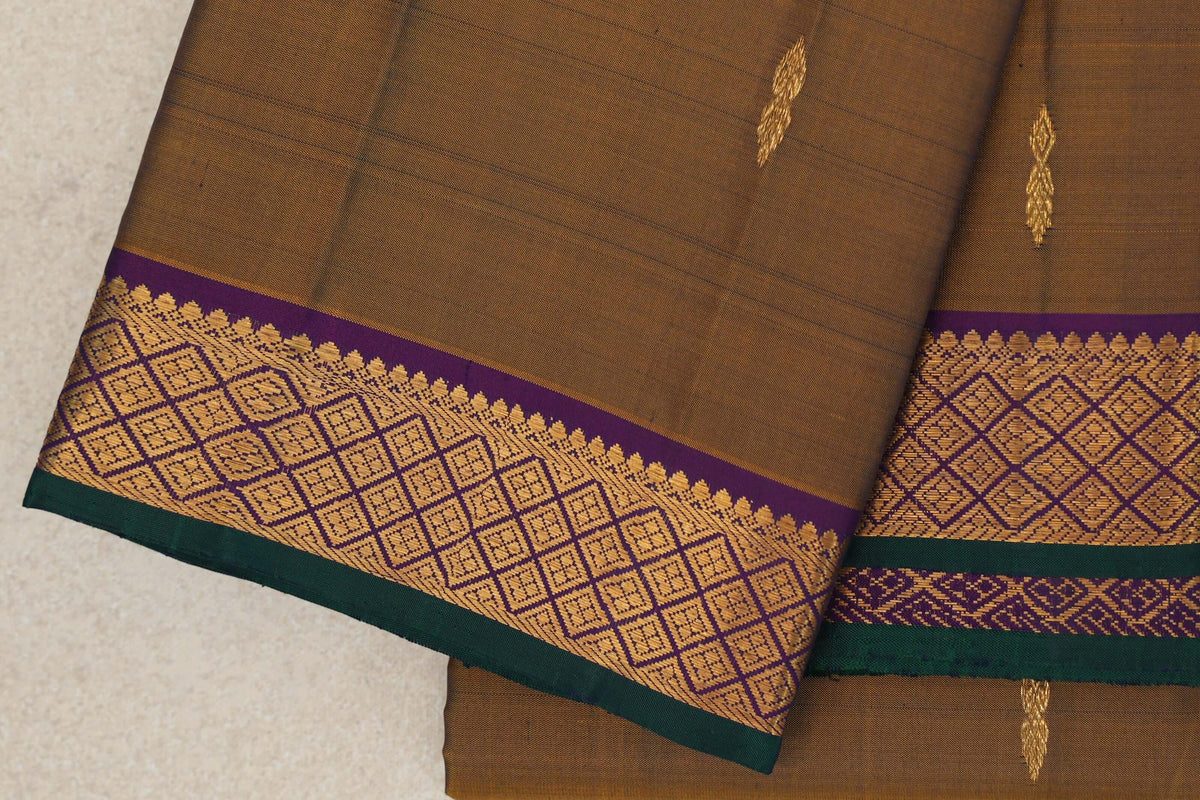 Mustard Oil Vintage Kanjivaram Silk Saree border