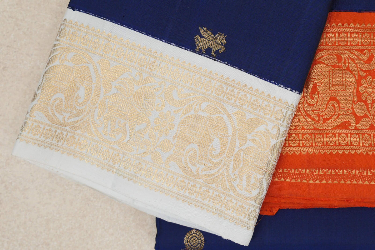Deep Royal Blue Vintage Kanjivaram Silk Saree border