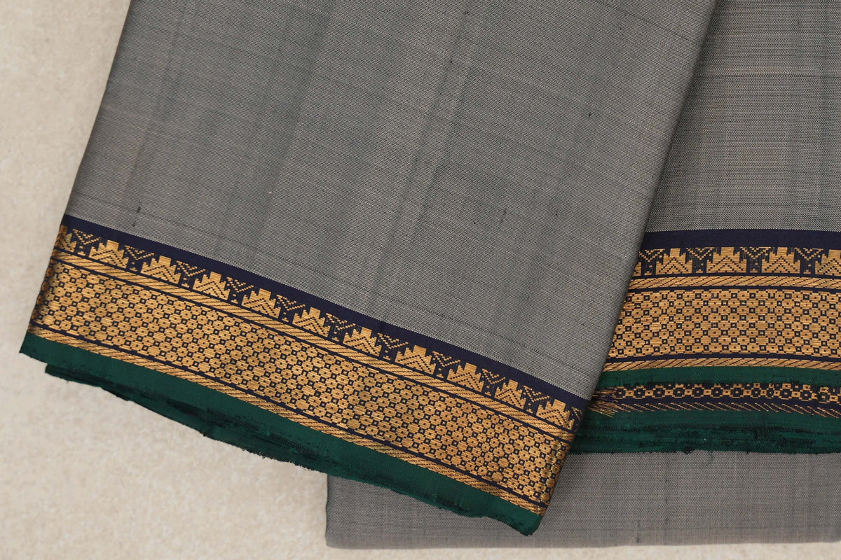 Silver Grey Vintage Kanjivaram Silk Saree border