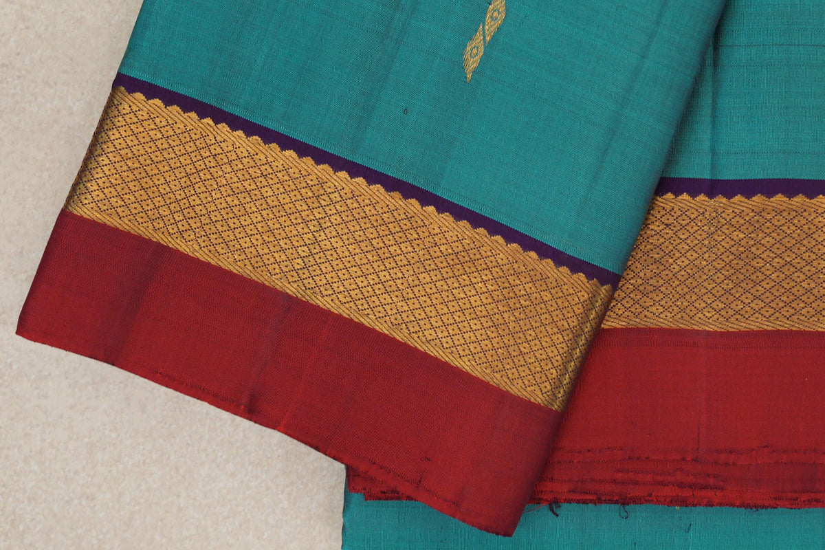 Aqua Blue Vintage Kanjivaram Silk Saree border