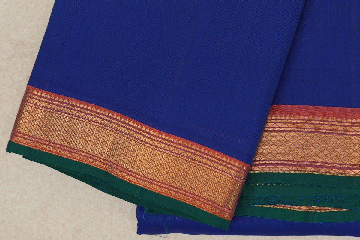 Deep Blue Vintage Kanjivaram Silk Saree border
