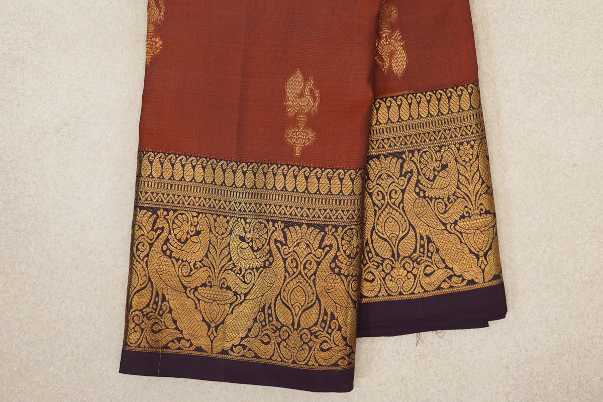 Dark Rust Vintage Kanjivaram Silk Saree border