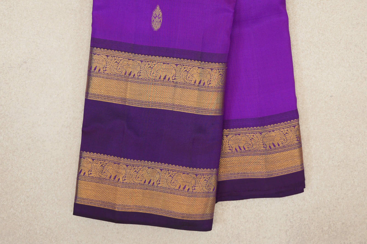 Bright Violet Purple Light Weight Kanjivaram Silk Saree border