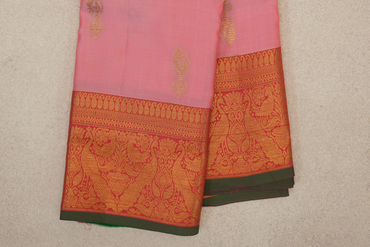 Pastel Pink Light Weight Kanjivaram Silk Saree border