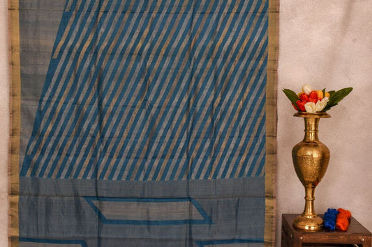 Blue Tussar Silk Saree & Matching Blouse SS3168