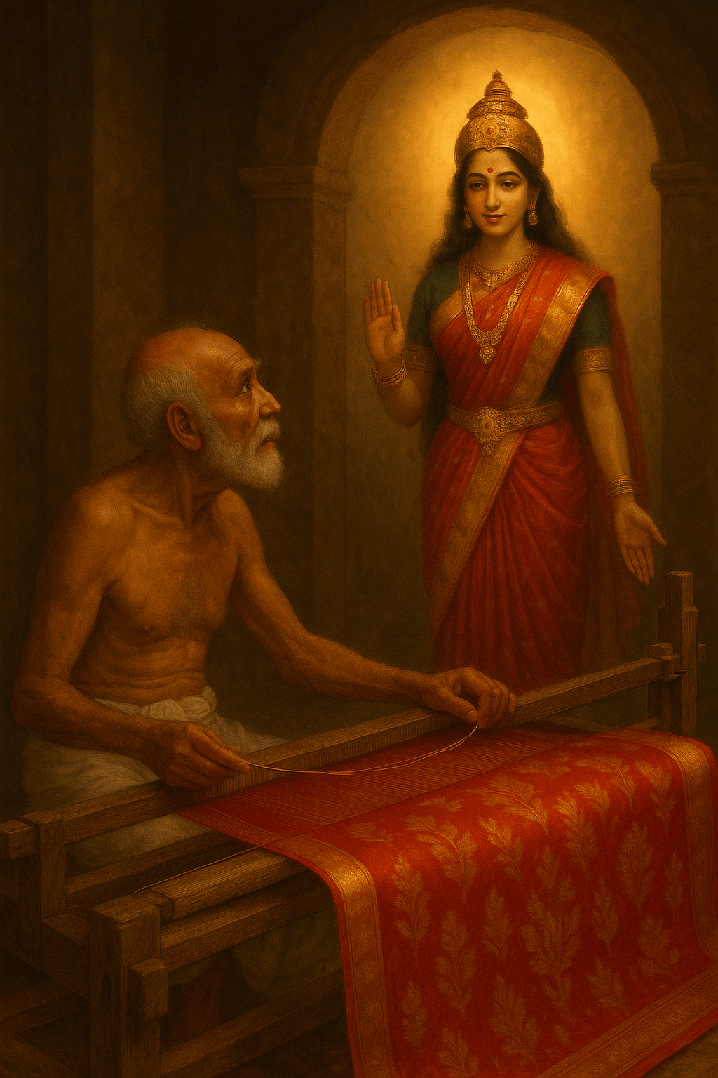 The saree worn by goddess parvati: a kanchi weaver’s divine dream