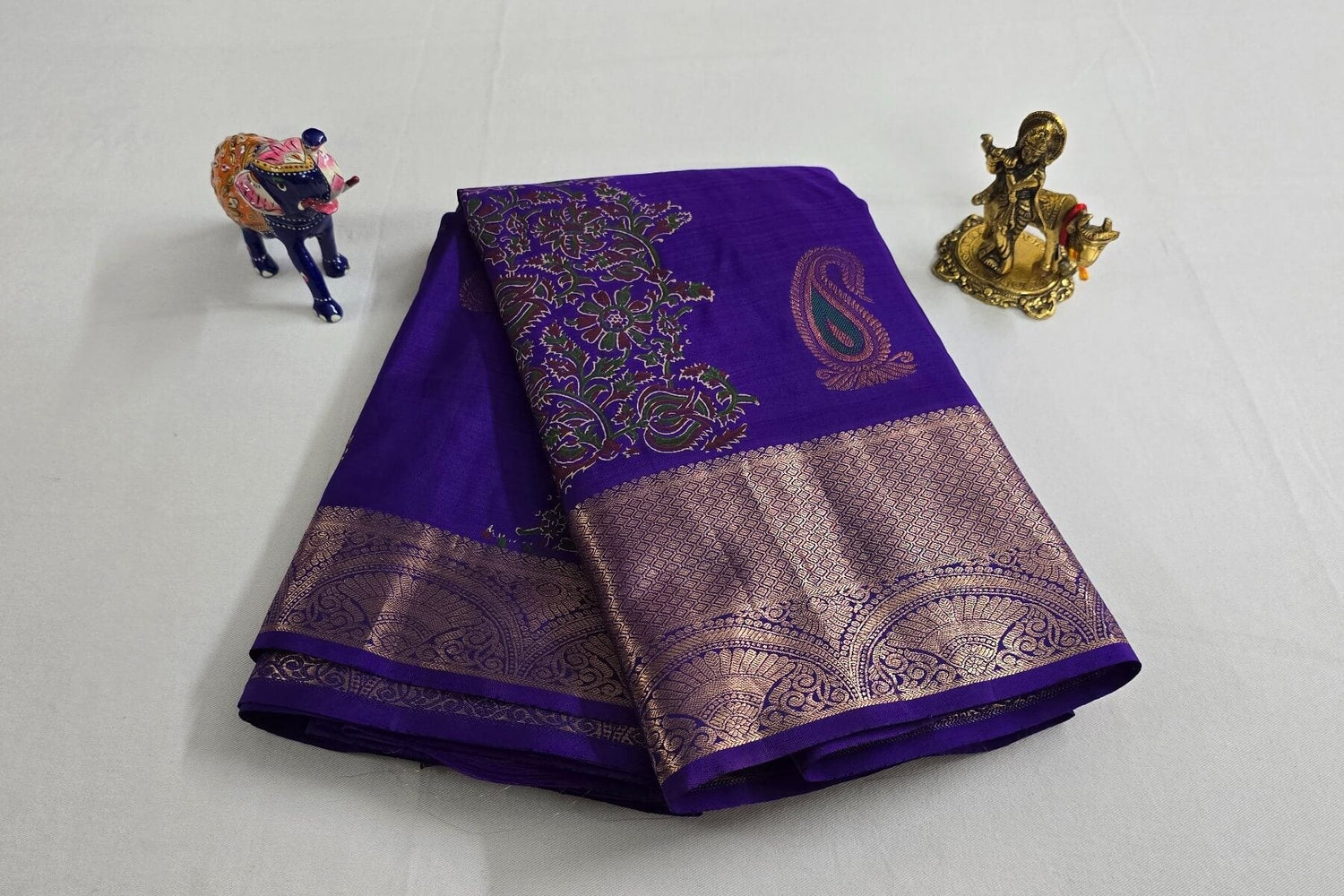 Hand Block Printed Kanjivaram Silk Sarees